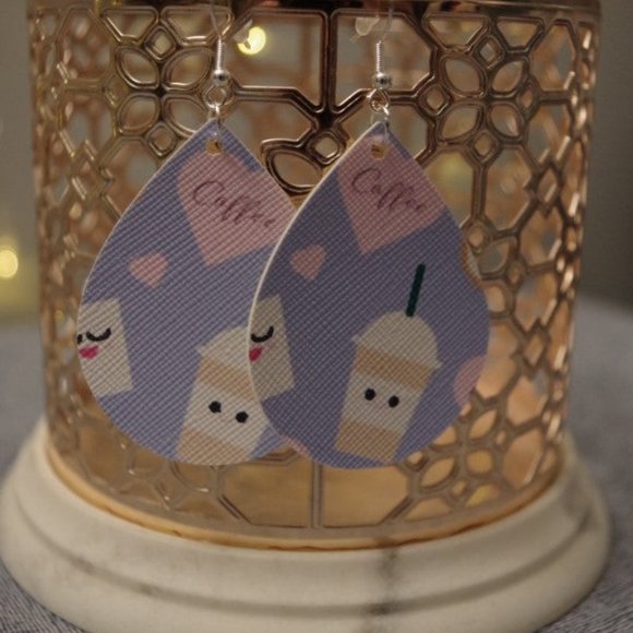 Coffee and Donuts Teardrop Earrings - Picture 2 of 2